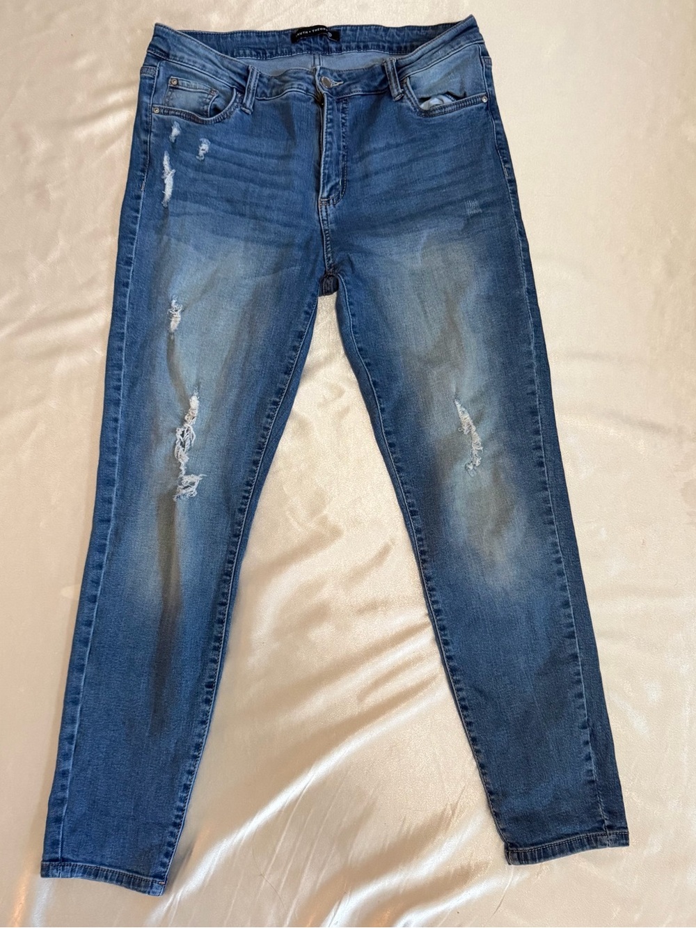 Truth + Theory Women's Distressed Mid-Rise Ankle Skinny Jeans Blue Size 12